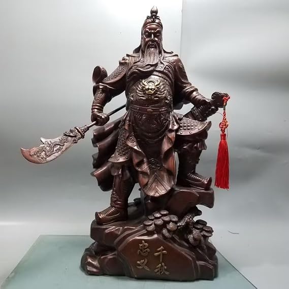 Chinese Pure Copper Statue of Guan Gong, Bronze Statue of Guan Yu, The god of Wealth, Feng Shui Decoration,