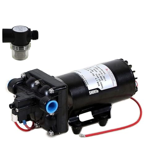 Shurflo 5059-1310-D011 Automatic-Demand 12V Diaphragm Pump with Shurflo 255-313 Strainer (Bundle, 2 Items)