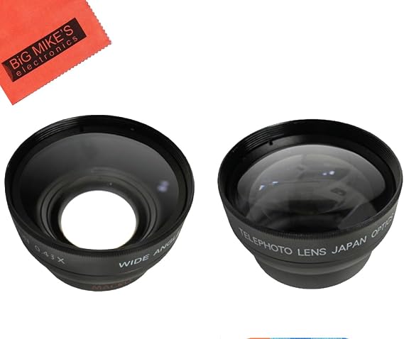 58mm 2.2X Telephoto Lens + 58mm 0.43x Wide Angle Lens with Marco for Canon Vixia HFG10, HF G40, HFS10, HFS11, HFS20, HFS21, HFS30, HFS100, HFS200, XA10, XA20, XA25, XF100, XF105, GL1, GL2 Camcorders