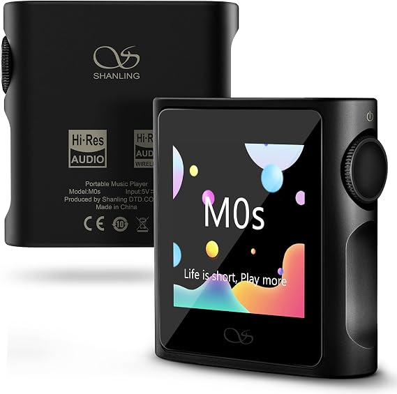 SHANLING M0S Portable Music Player, High Resolution MP3 Player, HiFi Player, CS43131 DAC, MicroSD Card Expandable up to 2TB Bi-Directional Bluetooth 5.0, 3.5mm/Type-C Jack, Support USB Digital Audio, 384kHz /32bit, 60mW@32Ω, MTouch OS Digital Audio Player Black