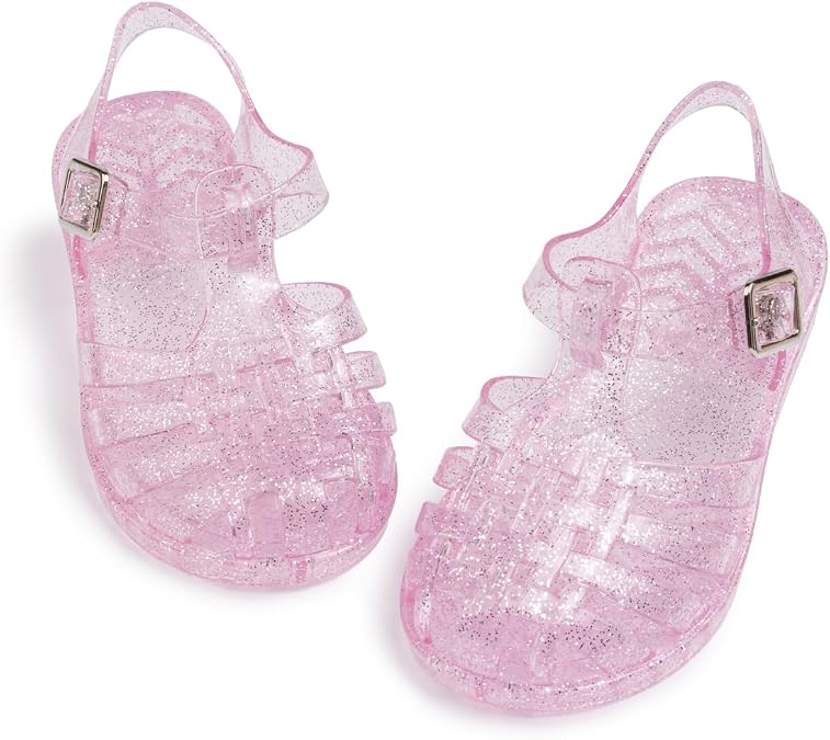 KIDSUN Toddler Girls Jelly Sandals Closed Toe Water Beach Summer Shoes Soft Rubber Sole Mary Jane Dress Shoes Princess Flat