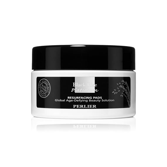 Perlier Black Rice Resurfacing Pads - Exfoliating & Brightening Pads with Alpha Hydroxy Acids (AHAs) and Black Rice Extract, 40 Count