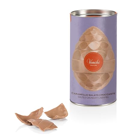 Venchi - Chocolate Egg 150 g Caramel and Salted Toffee with Crispy Crocant Gluten Free with Surprise Venchi Easter Collection Gift Idea