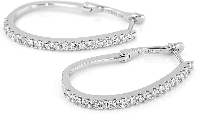 JTV 3.6 CT Cubic Zirconia Hoop Earrings - Rhodium Over Silver