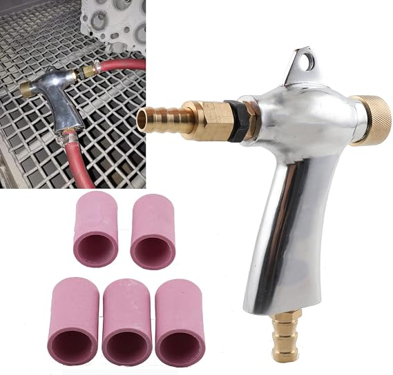 Sand Blaster Gun Kit Air Sandblaster Gun Blasting Gun for Replacement Sandblasting Cabinet, Sand Blasting Cabinet Machine Kit Accessories with 5 Ceramic Nozzles