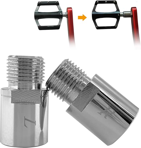 Bike Pedal Extenders, FIPASEN 1 Pair Chrome-Molybdenum Steel Bicycle Pedal Extender Extended Pedal Spacer 20mm/ 0.79in, Fit Most of 9/16 in Threaded Pedals Bike SPD MT MTB BMX Road Street Bicycle