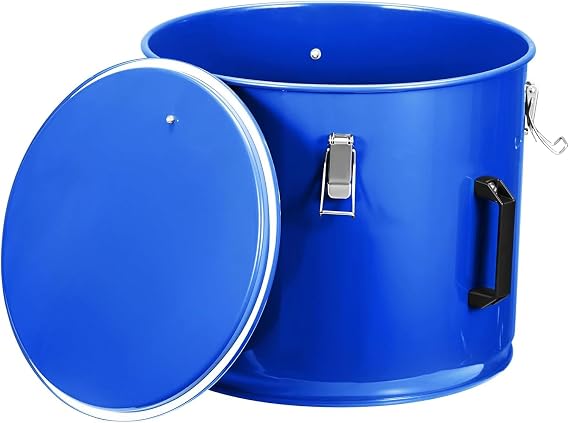 Fryer Grease Bucket 10 Gal, Fryer Oil Bucket with Lid, Oil Disposal Caddy, Coated Carbon Steel Oil Filter Pot with Rust-Proof Coating, Fryer Oil Transport Container with Lock Clips & Filter Bag
