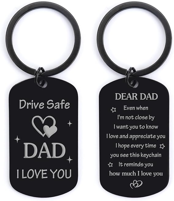 Dad Gift from Daughter Son Drive Safe Keychain for Daddy Him | Birthday Fathers Day Christmas Thanksgiving Valentines Gift for Dad Father Papa Husband Stocking Stuffers for Dad