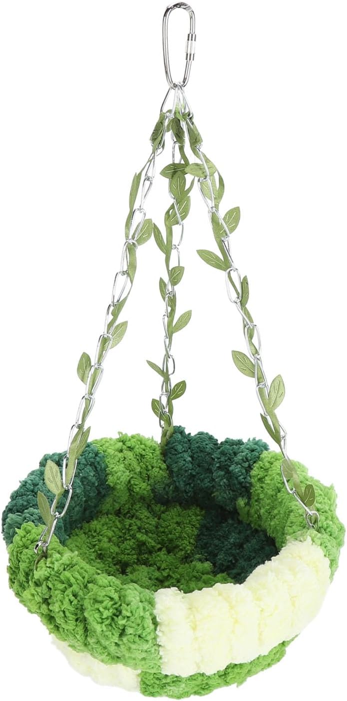 Parrot Nest Tree Leaf Bird Nest Hammock Coral Fleece Soft Cozy Sleeping Nook Play Area Resting Spot for Pet Parrots Large Hammock 17x32cm  6.69x12.60in