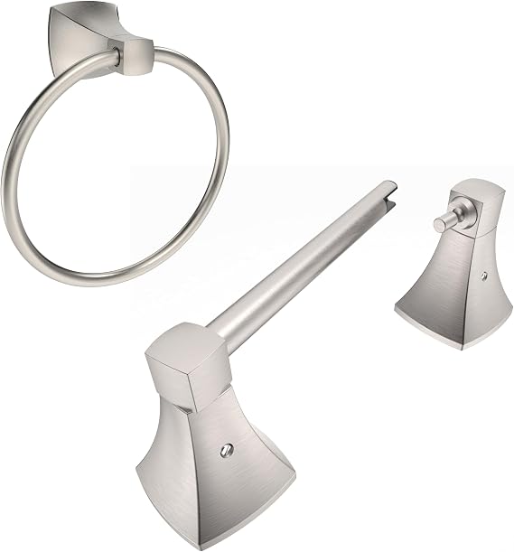 Bathroom Hardware Set 2 Pieces Toilet Paper Holder and Hand Towel Ring Wall Mounted Stainless Steel and Zinc Alloy Brushed Nickel
