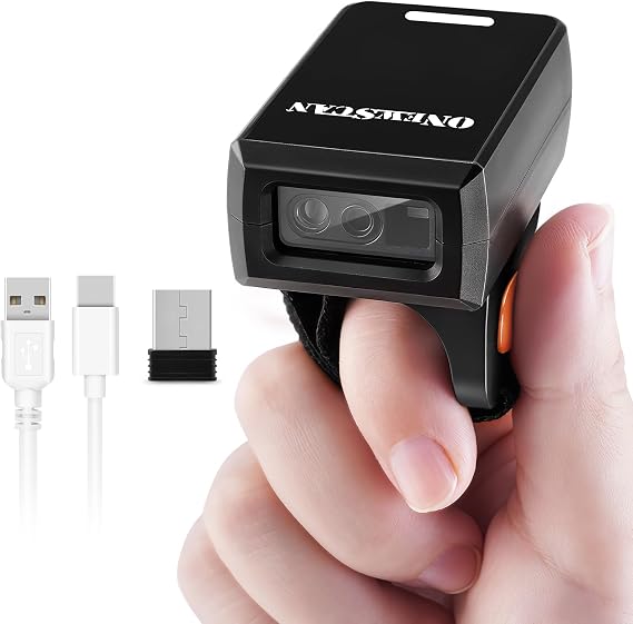 Finger Ring Barcode Scanner,Mini 3-in-1 Barcorde Scanner Wireless Wearable Scanner with 2.4GHz Wireless & Wired Connection & Bluetooth Bar Code Scanners for iOS Android Win Warehouse Store