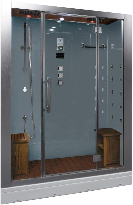 Ariel Platinum DZ972-1F8-W Steam Shower in White 59" x 32" x 87.4"