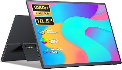 Newsoul Portable Monitor 18.5 inch 1080P, Freestanding Laptop Monitor Ultra-Slim & Lightweight Portable Screen wVESA & Speakers, Frameless IPS HDR Display HDMI USB C External Screen for PS45 Switch