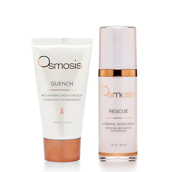 Osmosis Facial Moisturizer and Serum Kit, QUENCH (1.69oz) Daily Hydrating Facial Moisturizer, RESCUE (1oz) Epidermal Repair Facial Serum Calms Skin