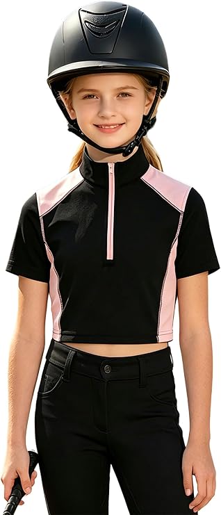 Girls Half Zip Athletic Top Horse Riding Top Sportswear