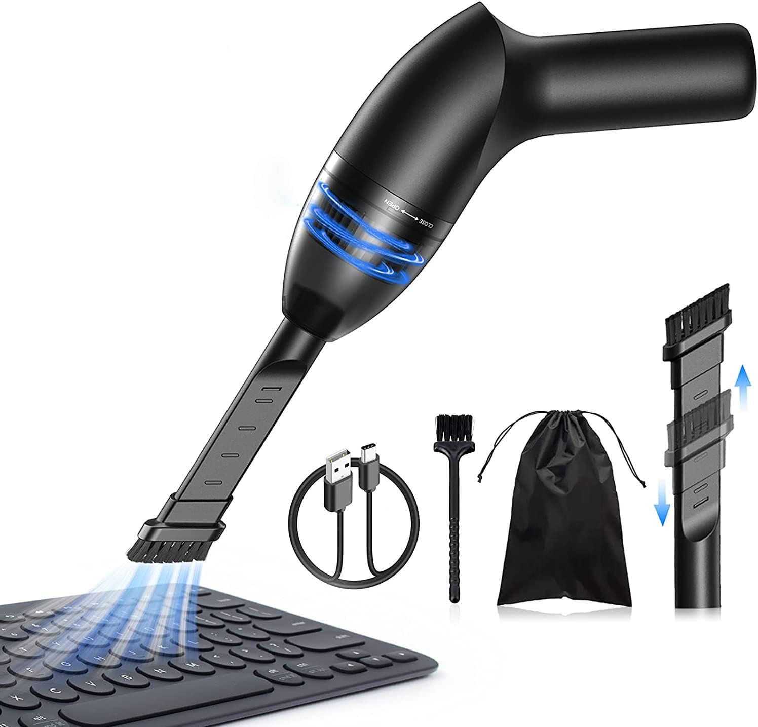 Keyboard Cleaner Mini Vacuum for Desk, Handheld Cordless Computer Vacuum Rechargeable for Cleaning Hairs, Crumbs for Desktop, Piano, Car Interior & Sewing Machine Clean,with LED Light