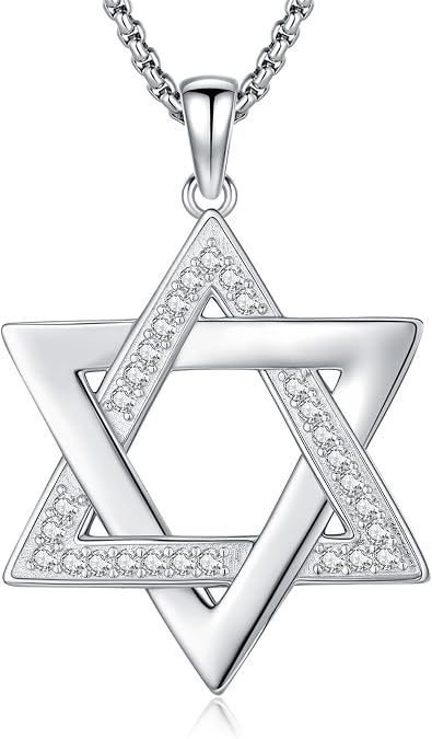 Star of David Necklace for Women Men 925 Sterling Silver Celtic Jewish Star Necklace Pendant Religious Amulet Jewelry Gifts