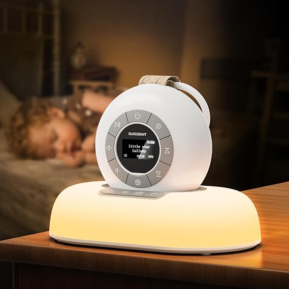 Glocusent White Noise Machine with Night Light, 62 Soothing Sounds