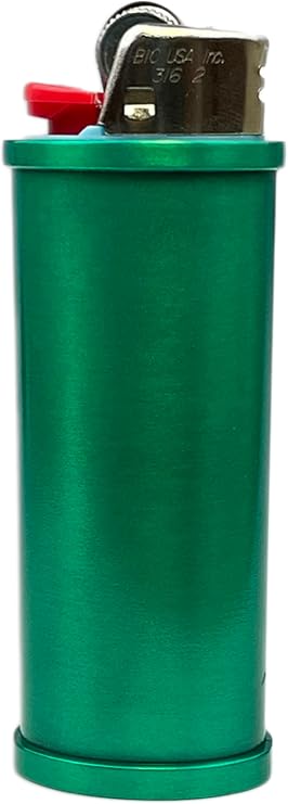 DIYLuxury Metal Lighter Case Cover fits BIC Standard J6 Lighter EZ Reach Lighter Heavy Duty Customize Reusable Lighter Case Cover - Single case (Green)