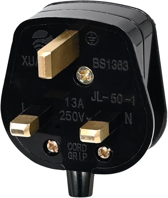 Double Dragon 13 Amp UK 3-Pin Plug | Heavy-Duty Rewireable Electrical Plug | Durable & Safe PC Flame Retardant Material | BS1363 & BSI Certified | Cord Grip for Secure Wiring (Black)