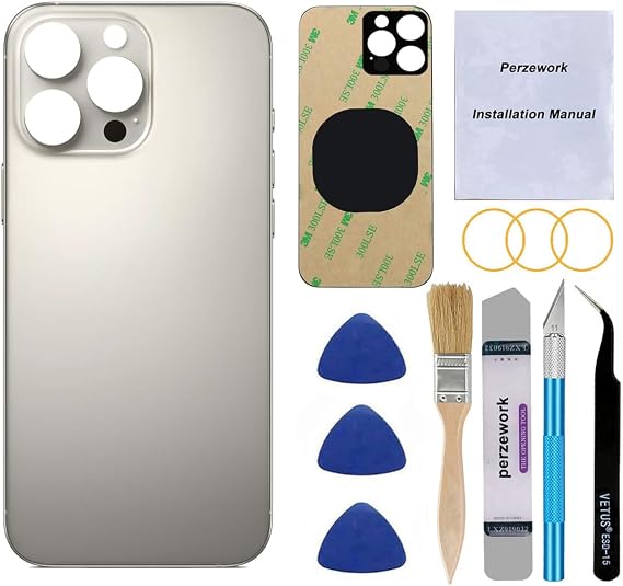 OEM Rear Back Glass Replacement for iPhone 16 Pro Max 6.9-inches with Reparing Tool Kit and Pre-Installed Adhesive (Natural Titanium)