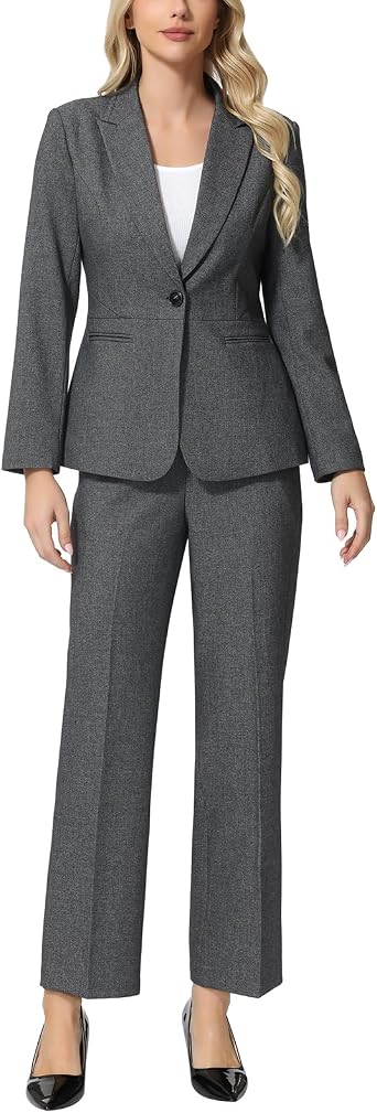 Lamgool Women's Suits 2 Piece Set Business Pant Suits Dressy One Button Blazer Sets Professional Work Office Outfits
