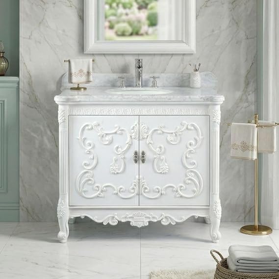 40" Italian Carara Marble Bellissimo Bathroom Sink Vanity Model # TM-1091A