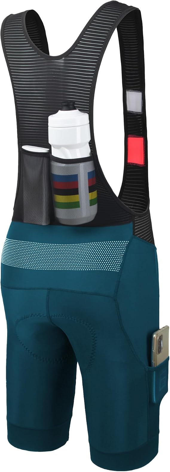 Men's Cycling Bib Shorts Cargo Bibs 4 Pockets Road Bike Bibs Shorts Bicycle Shorts Long Travel 3D Padded, UPF50+
