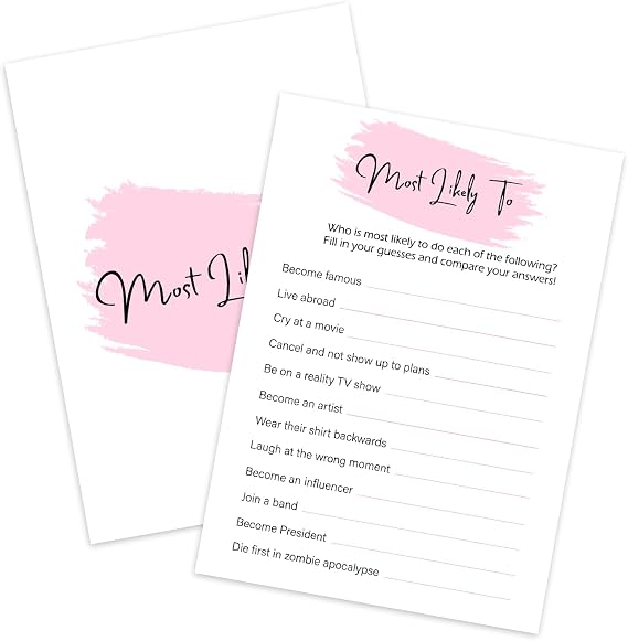 Birthday Party Game - Most Likely to, Birthday Party Activity Favor, Set of 20 Games Cards, Birthday Supplies, Activity, Decorations -B09