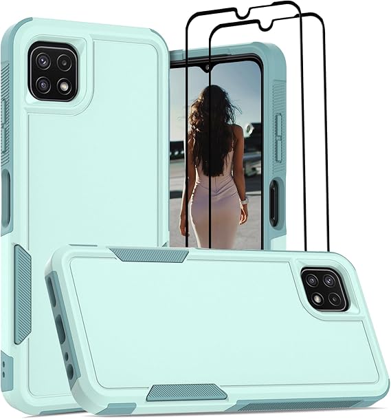 Jeylly for Samsung Galaxy A22 5G Phone Case, Shockproof Dual Layer Protection Anti Drop Dustproof Armor Protective Women Men Cover Thin Slim Cover for Samsung Galaxy A22 5G, Turquoise