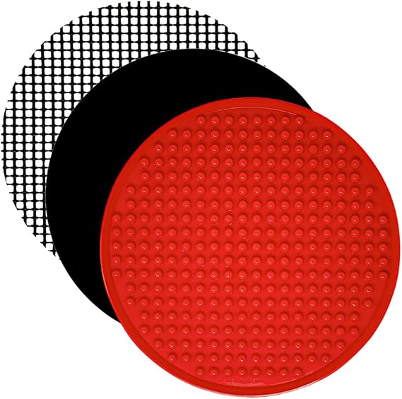 Air Fryer Silicone Liner Set of 3 Compatible with Ninja AF101 4qt, Ninja AF Max XL 5.5qt + More, Air Fryer Accessories Parchment Paper Sheet Replacement Reusable Mats 8.4 inch Round