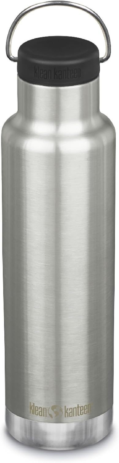 Klean Kanteen Insulated Classic 20 oz with Loop Cap, Brushed Stainless Steel