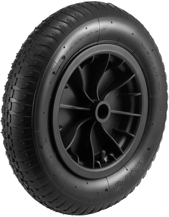 CROWNSHOP Wheelbarrow Wheel Replacement 14" 3.50-8 Pneumatic Tyre Heavy