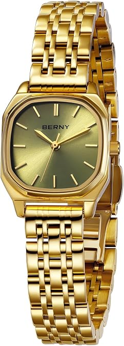 BERNY Gold Watch for Women, Classic Square Fashion Women's Wrist Watch