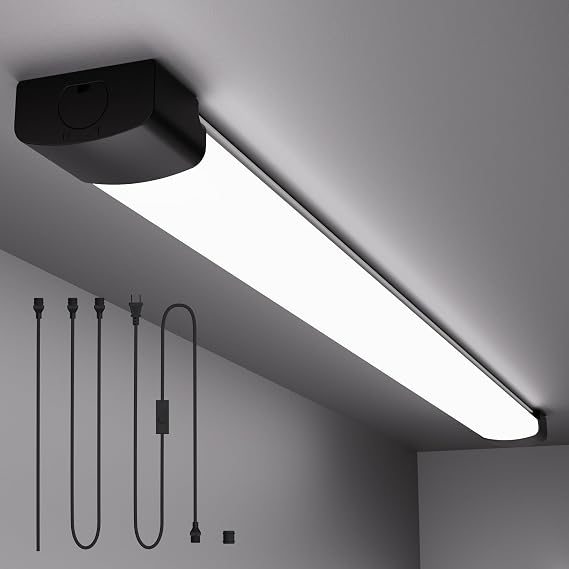 LED Shop Lights 4FT 2PCS, Under Cabinet Lighting Plug in, Ceiling Light Fixture for Garage Workshop