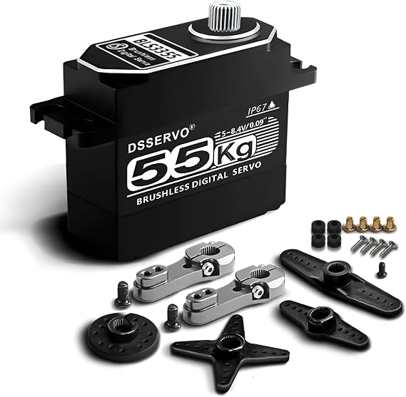 Brushless Servo 55KG Servo Full Metal High Torque Servo Digital RC Servo Motor for TRX4 TRX6 SCX10 III VS4-10 GEN7 1/10 RC Crawler Car Upgrade Parts High Torque Waterproof 180
