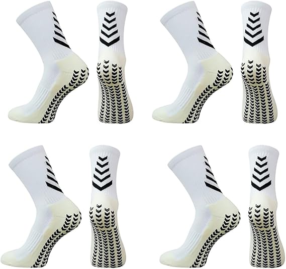 Men's Soccer Socks Grip Socks,Anti Slip Non Slip for Football Basketball Sports Grip Socks,4 Pair