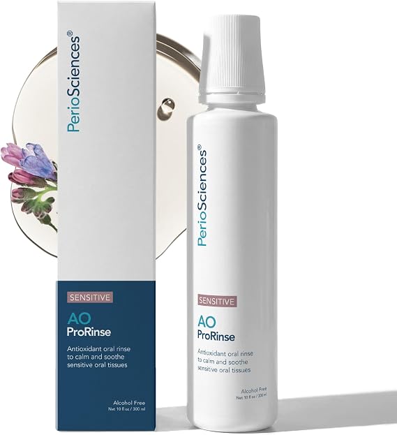 PerioSciences AO ProRinse Sensitive Gums Mouthwash with Antioxidants Oral Rinse for Gum Health 10 fl oz / 300ml