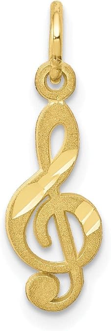 Bijou Solid 10k Yellow Gold Small Treble Clef Pendant