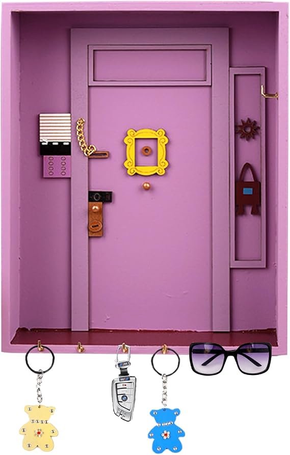 mumisuto Friends Key Holder, Friends TV Show Merchandise Cute Key Holder for Wall, Friends TV Show Merchandise, Friends TV Show Gifts, Key Hangers for Wall Decorative,Entryway (Purple)