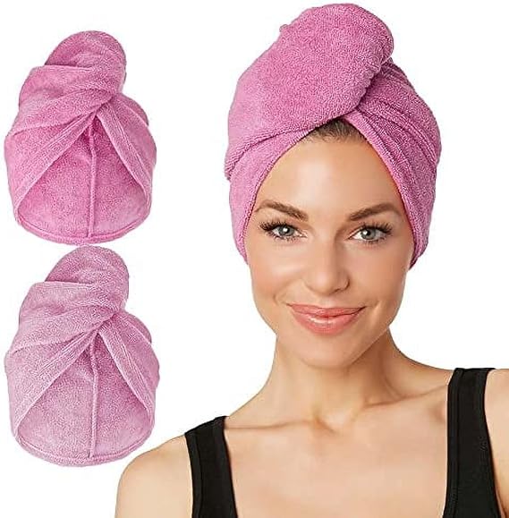 Turbie Twist Microfiber Hair Towel, Dark & Light Pink (2 Pack)