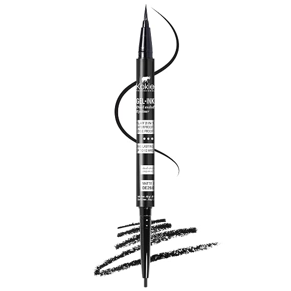 Kokie Gel Ink Dual Ended Eyeliner (Matte Black)