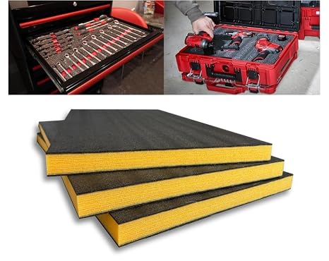 Customizable Tool Box Organizer Tool Foam | 16"x24"x1.18" - 3 PCS | Tool Box Foam Organizer | Toolbox Organization | Tool Drawer Organizer | Customizable Foam Insert | Toolbox Foam Inserts Shadow Foam
