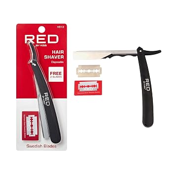 RED by Kiss Stainless Steel Hair Saper, Shaving Razor Blades Edge Trimmer Hair Removers for Men, Blades Hair Shaver (Disposable Shaver)