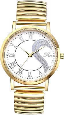 JewelryWe Men Women Couple Watch: His and Her Pairs Diamond Love Heart Wristwatch Roman Numerals Quartz Analog Elastic Band Watch for Lovers Wedding for Valentines Day