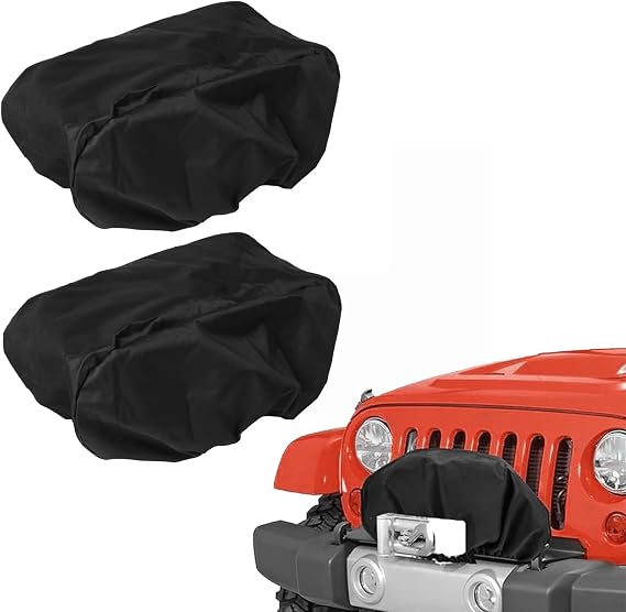 2Pcs Car Protective Elastic Winch Cover, 55*19*24cm 600D Oxford Cloth Heavy Duty Winch Cover for Badlands Shield of Trailer, SUV, Boat