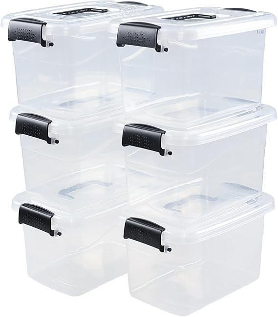 6-Pack Home Storage Bins with Latching Lids and Handles