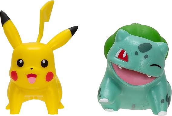 Pokémon PKW3587 - Battle Figure Pack - Pikachu ve Bisasam, resmi detaylı figürler, her biri 5 cm