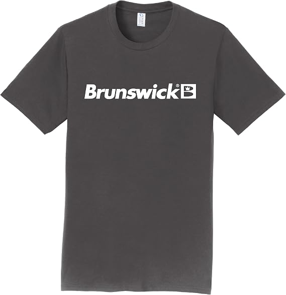 Logo Infusion Charcoal T-Shirt 100% Cotton - Brunswick Bowling - White Logo - Design 000N