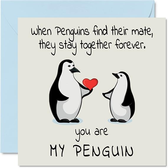 Stuff4 Romantic Anniversary Card, You Are My Penguin